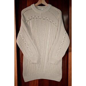 Tularosa Oversized Cable Knit Sweater Dress S Cream Chunky Knit Boho Chic